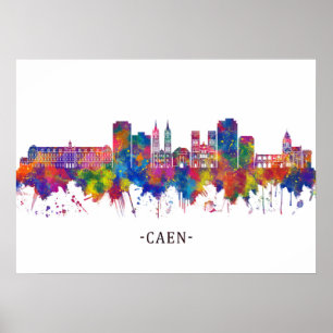 Caen Frankrike Skyline Poster