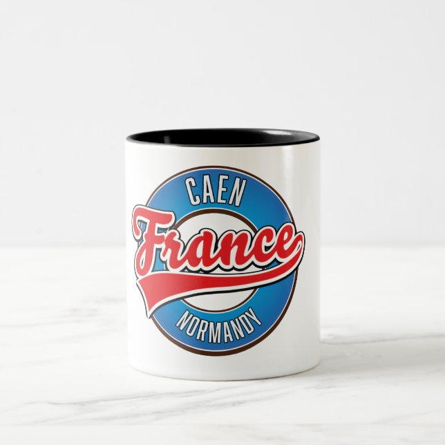 Caen Normandie Frankrike retro logotyp Två-Tonad Mugg (Center)