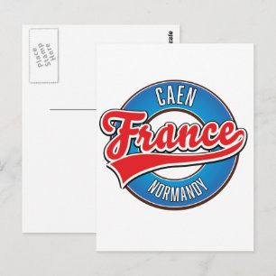 Caen Normandie Frankrike retro logotyp Vykort