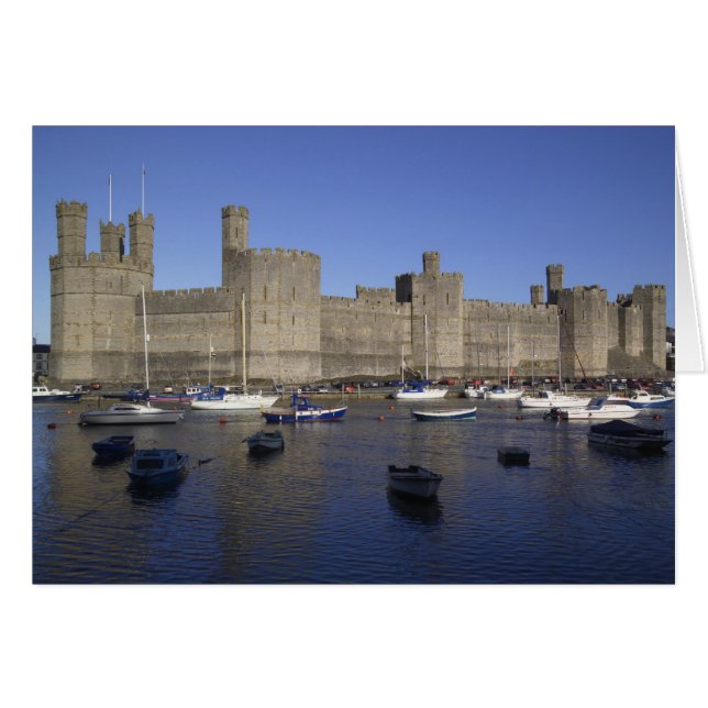 Caernarfon Castle, Gwynedd, Wales (RF) Hälsningskort (Framsidan Horizontal)