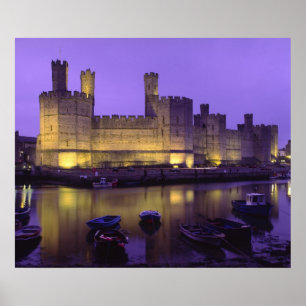 Caernarfon Castle, Night, Gwynedd, Wales Poster