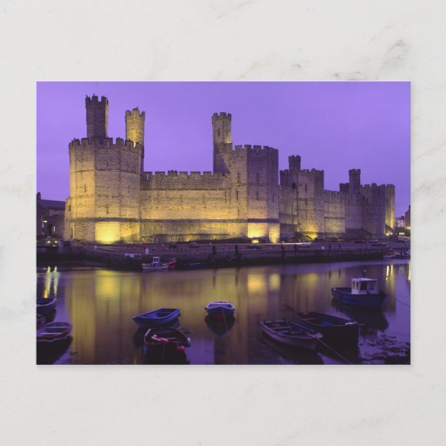 Caernarfon slott, på natten, Gwynedd, Wales Vykort (Framsida)