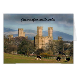Caernarfon slott Wales. Hälsningskort