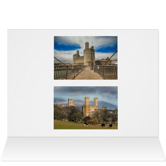 Caernarfon slott Wales. Hälsningskort (Insidan Horizontal (Överdel))