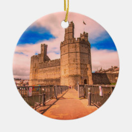 Caernarfon slott Wales. Julgransprydnad Keramik
