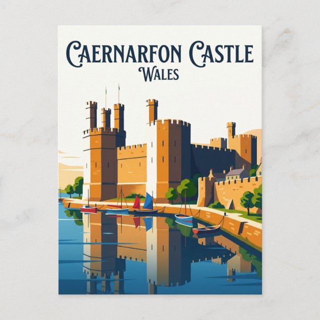Caernarfon slott Wales Vykort (Framsida)