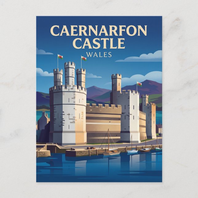 Caernarfon slott Wales Vykort (Framsida)