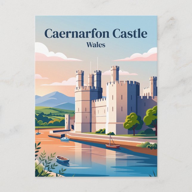 Caernarfon slott Wales Vykort (Framsida)