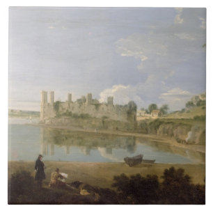 Caernarvon slott, c.1745-50 (olja på kanfas) kakelplatta