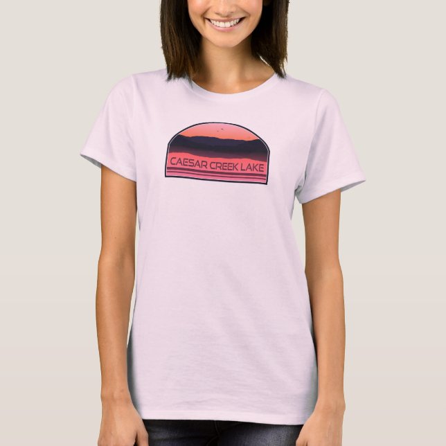 Caesar Bäck Sjö Ohio Red Sunrise T Shirt (Framsida)