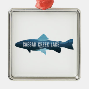Caesar Creek Lake Ohio Fisk Julgransprydnad Metall