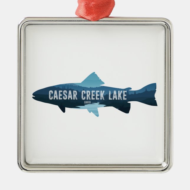 Caesar Creek Lake Ohio Fisk Julgransprydnad Metall (Framsidan)