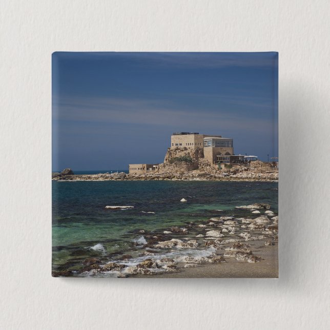 Caesarea ruiner av hamnen byggd av Herodes den sto Knapp (Framsida)