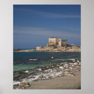Caesareas ruiner av hamnen byggd av Herodes den st Poster