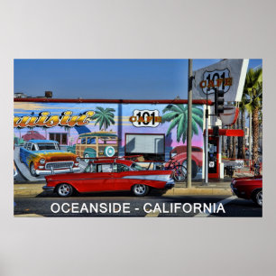 Cafe 101 i oceansiden, Kalifornien Poster