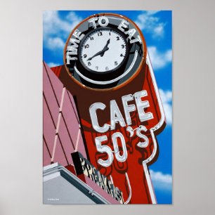 Cafe 50:s Middag på Historik Route 66 Poster