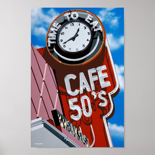 Cafe 50:s Middag på Historik Route 66 Poster (Framsidan)