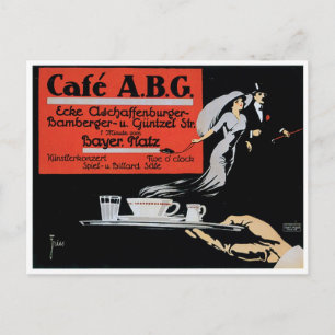 Cafe ABG Vintage Coffee Shop Ad Art Vykort