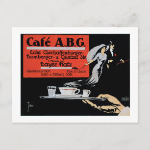 Cafe ABG Vintage Coffee Shop Ad Art Vykort