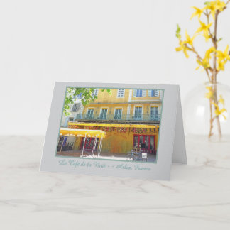 "CAFE AT NIGHT IN ARLES FRANCE" Greeting Card Kort