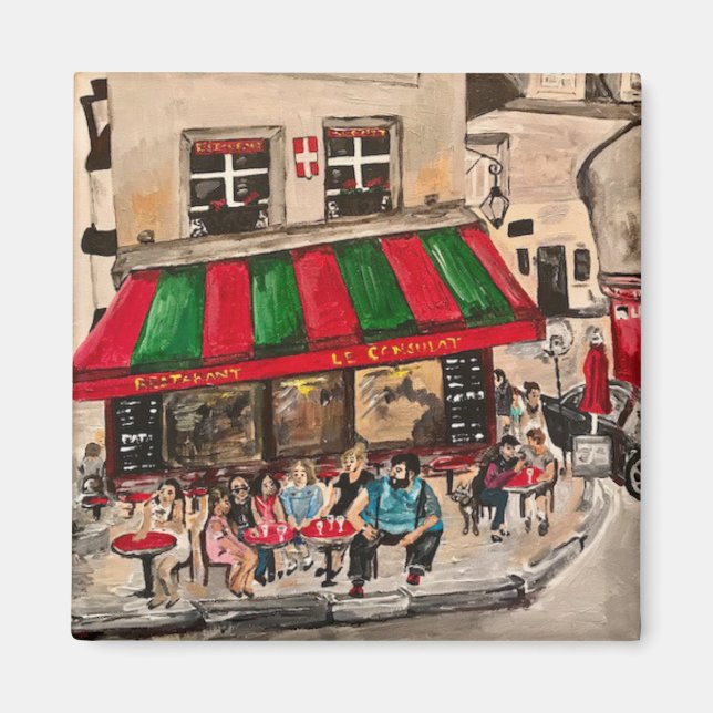 ’Cafe at Rue Norvins, Montmarte’ Paris Magnet (Framsidan)
