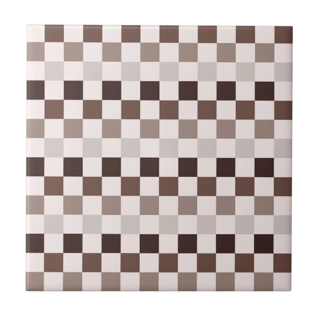 Cafe Au Lait checkerboard pattern Kakelplatta (Framsidan)