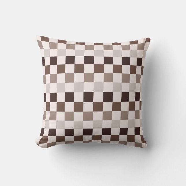 Cafe Au Lait checkerboard pattern Kudde (Framsida)