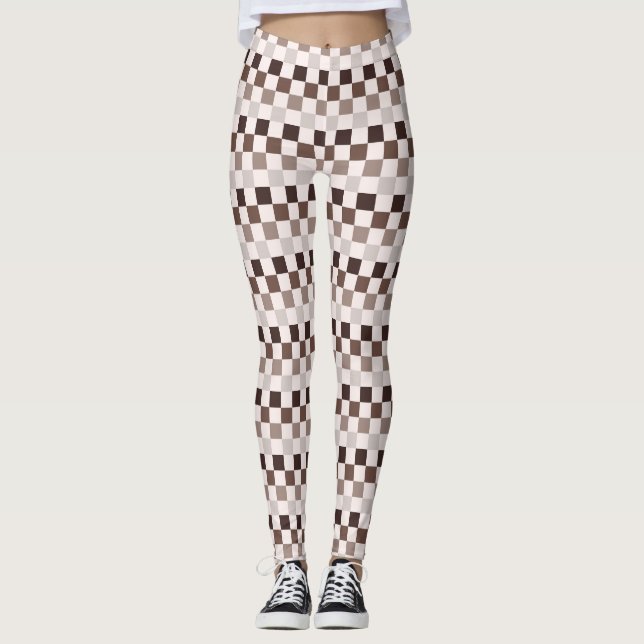 Cafe Au Lait checkerboard pattern Leggings (Framsida)