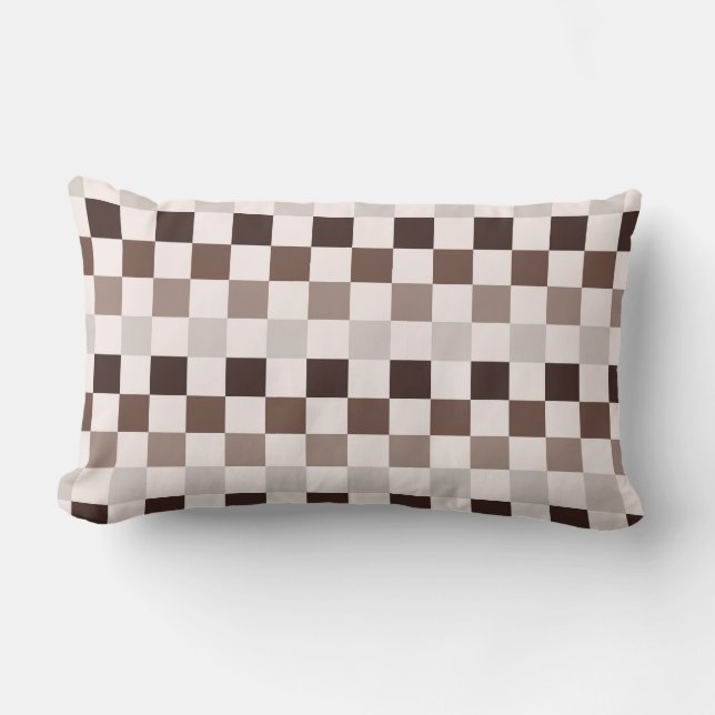 Cafe Au Lait checkerboard pattern Lumbarkudde (Framsida)