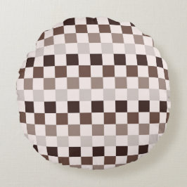 Cafe Au Lait checkerboard pattern Rund Kudde