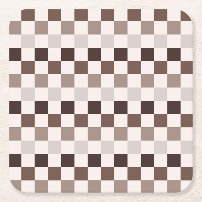 Cafe Au Lait checkerboard pattern Underlägg Papper Kvadrat (Framsidan)