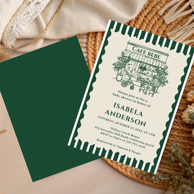Cafe Baby Handritad Italiensk Bebis Bebisfest Inbjudningar (Skapare uppladdad)