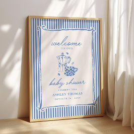 Cafe Baby Shower | Blue Stripe Baby bryggs Poster