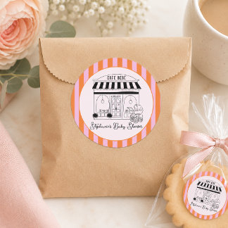 Café Baby Shower | Paris Café | Café Bébé Runt Klistermärke