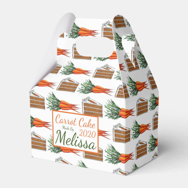 Café bakad av Carrot Lagrar Cake Slice Bakery Café Presentaskar (Framsidan Sidan)