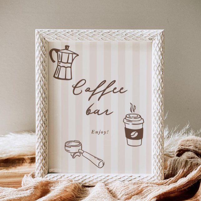 Café Bar Café Bebe Brun Handritad Baby shower Poster (Skapare uppladdad)
