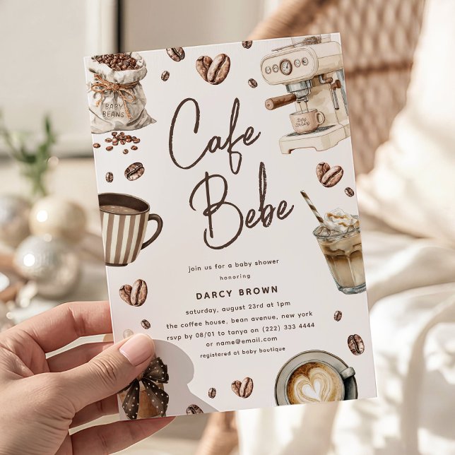 Cafe Bebe' Akvarell Kaffe Bebis Shower Inbjudningar (Skapare uppladdad)