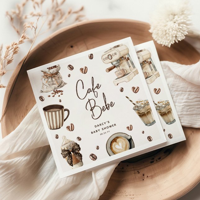Cafe Bebe' Akvarell Kaffe Förlossning Pappersservett (Skapare uppladdad)