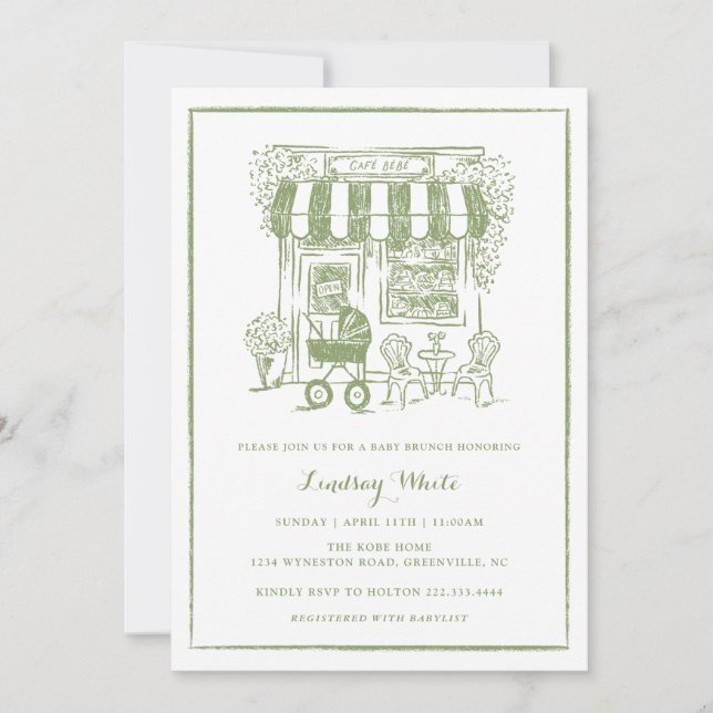 Cafe Bebe Baby Brunch Invite | Baby Shower Inbjudningar (Framsida)