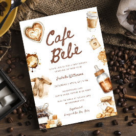 Cafe Bebe Baby Is Brewing Coffee Brown Baby Shower Inbjudningar