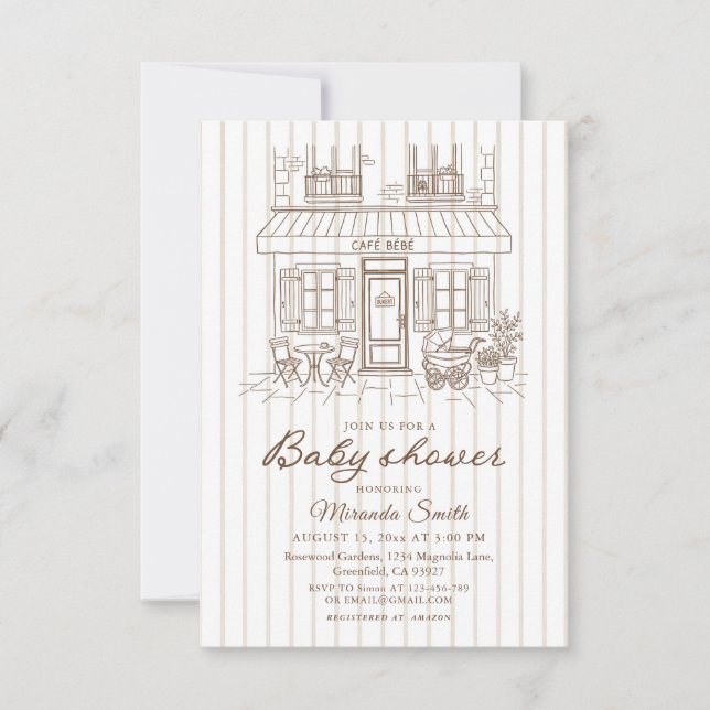 Cafe Bebe Baby Shower  Inbjudningar (Framsida)
