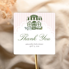 Cafe Bebe Baby Shower-kaffe Fyrkantigt Klistermärke