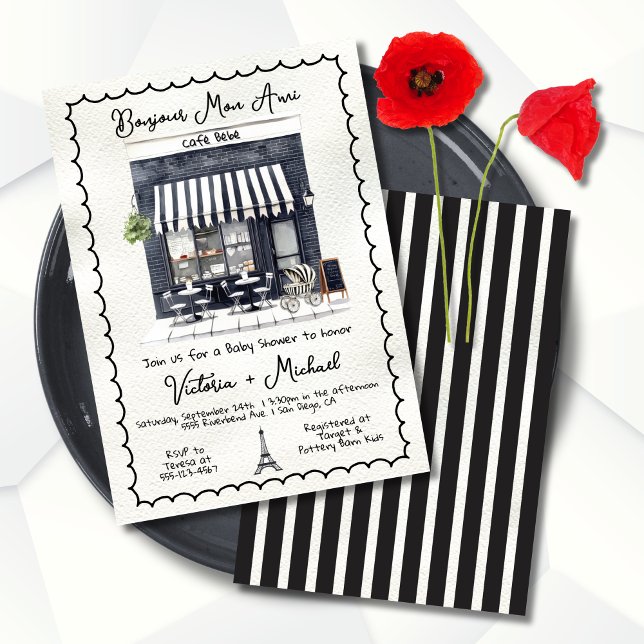 Cafe Bebe Baby Shower Paris Frankrike Store front  Inbjudningar (Skapare uppladdad)