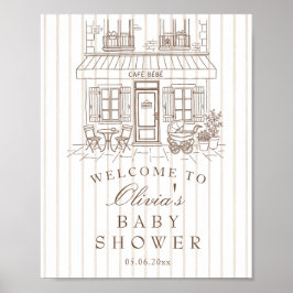 Cafe Bébé Baby Shower Welcome Poster