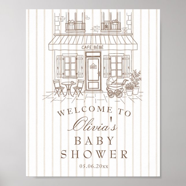 Cafe Bébé Baby Shower  Welcome Poster (Framsidan)