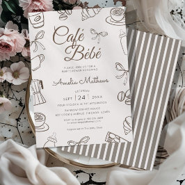 Cafe Bebe Brown Bow Baby Shower  Inbjudningar