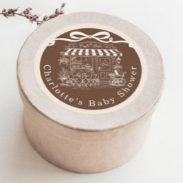 Cafe Bebe Brown Stripes Parisian theme Baby Shower Runt Klistermärke