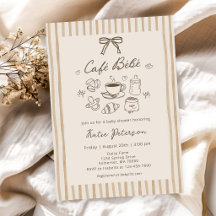 Cafe Bebe Brun Kaffebarn Baby Shower Inbjudan