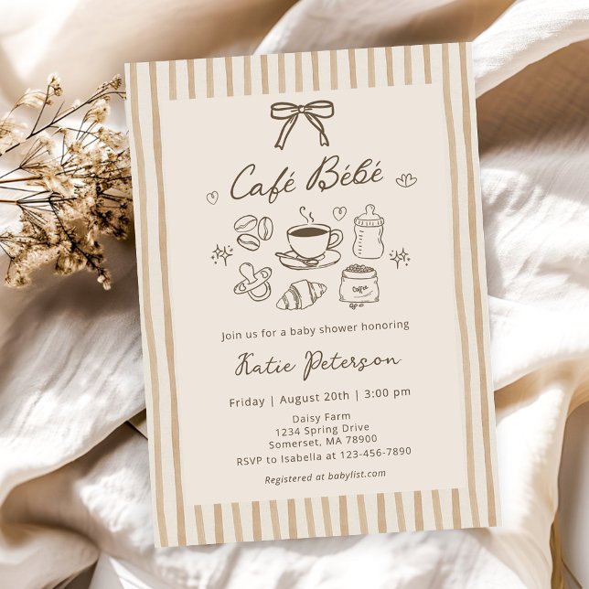 Cafe Bebe Brun Kaffebarn Baby Shower Inbjudan  (Skapare uppladdad)