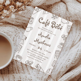 Cafe Bebe Brunrandig Barnkalas Inbjudningar
